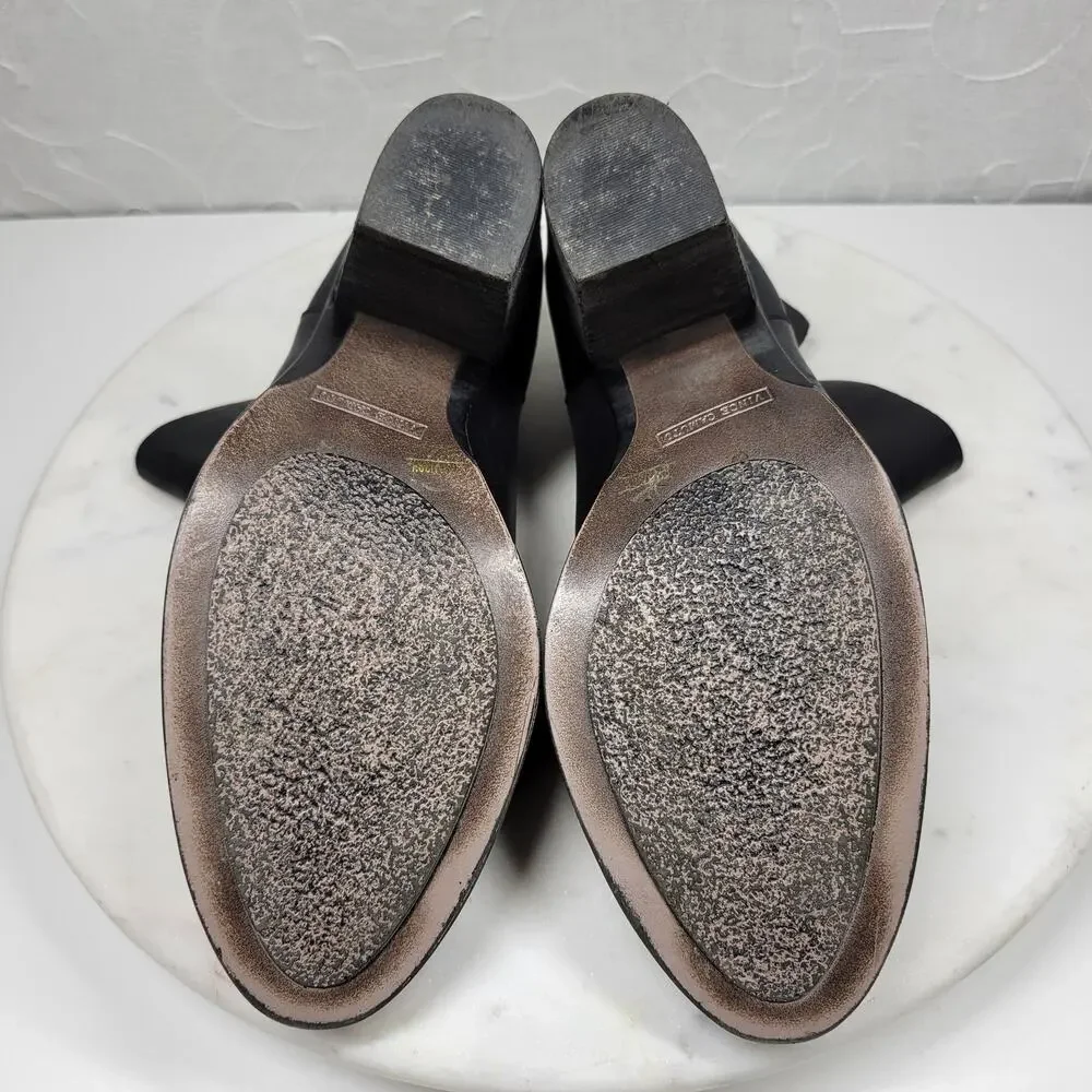 Vince‎ Camuto Helyn Ankle Boots Womens 8.5 Black Soft Leather Pull On Block Heel